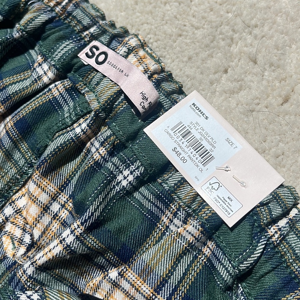 Plaid High Rise Cargo - Picture 3 of 4